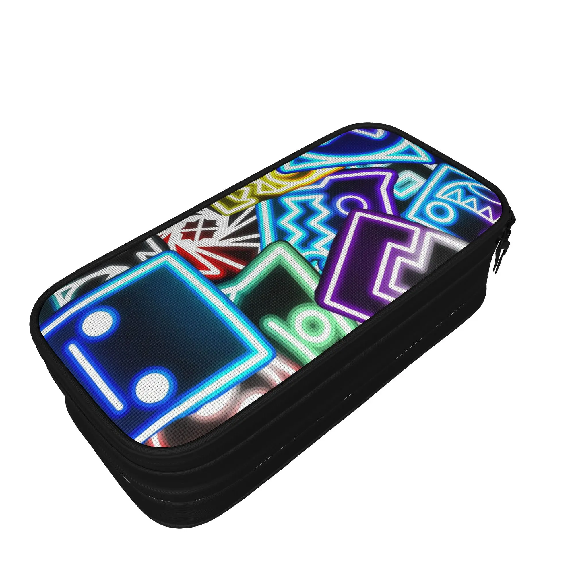 Geometry Icon Face Dashes Game Pencil Case Cartoon Pencil Pouch Pen Holder for Student Large Storage Bag School Gift Stationery