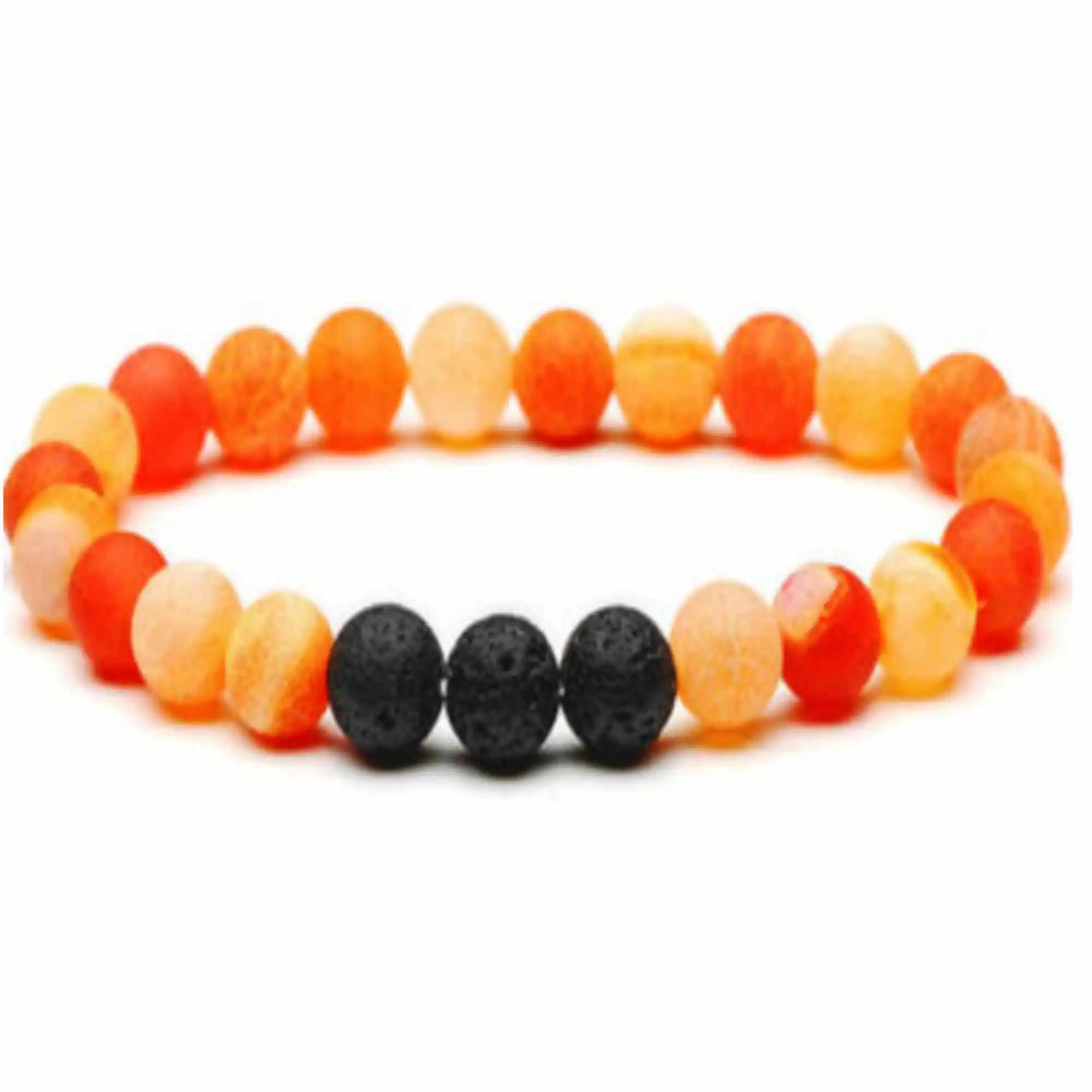 

8mm Natural Lava rocks agate yellow Bracelet yoga Buddhism Classic Trendy Unique Teens Bohemian Bangle Mala