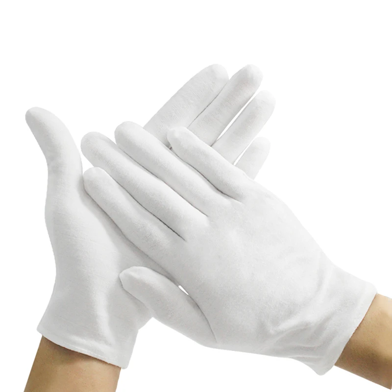 1Pair New Full Finger Men Women Etiquette White Cotton Gloves Waiters/Drivers/Jewelry/Workers Mittens Sweat Absorption Gloves