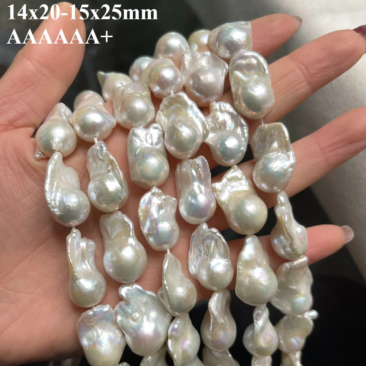 

14x20-15x25mm 6A+ Natural Freshwater White Baroque Irregular Pearl Big Bead Gift Jewelry Make DIY Necklace Bracelet Accessories