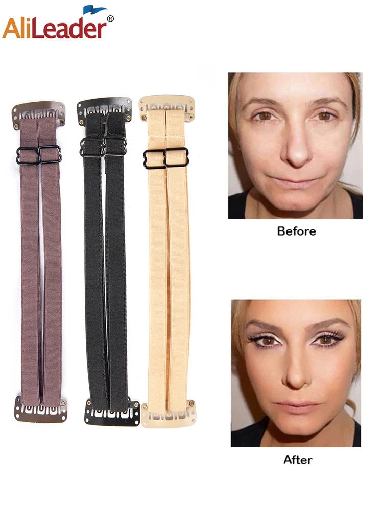 Bandes élastiques réutilisables et réglables pour raffermissement du visage, fines sangles d'étirement à Clip BB pour le levage des yeux et le sculpture des sourcils, outil de maquillage