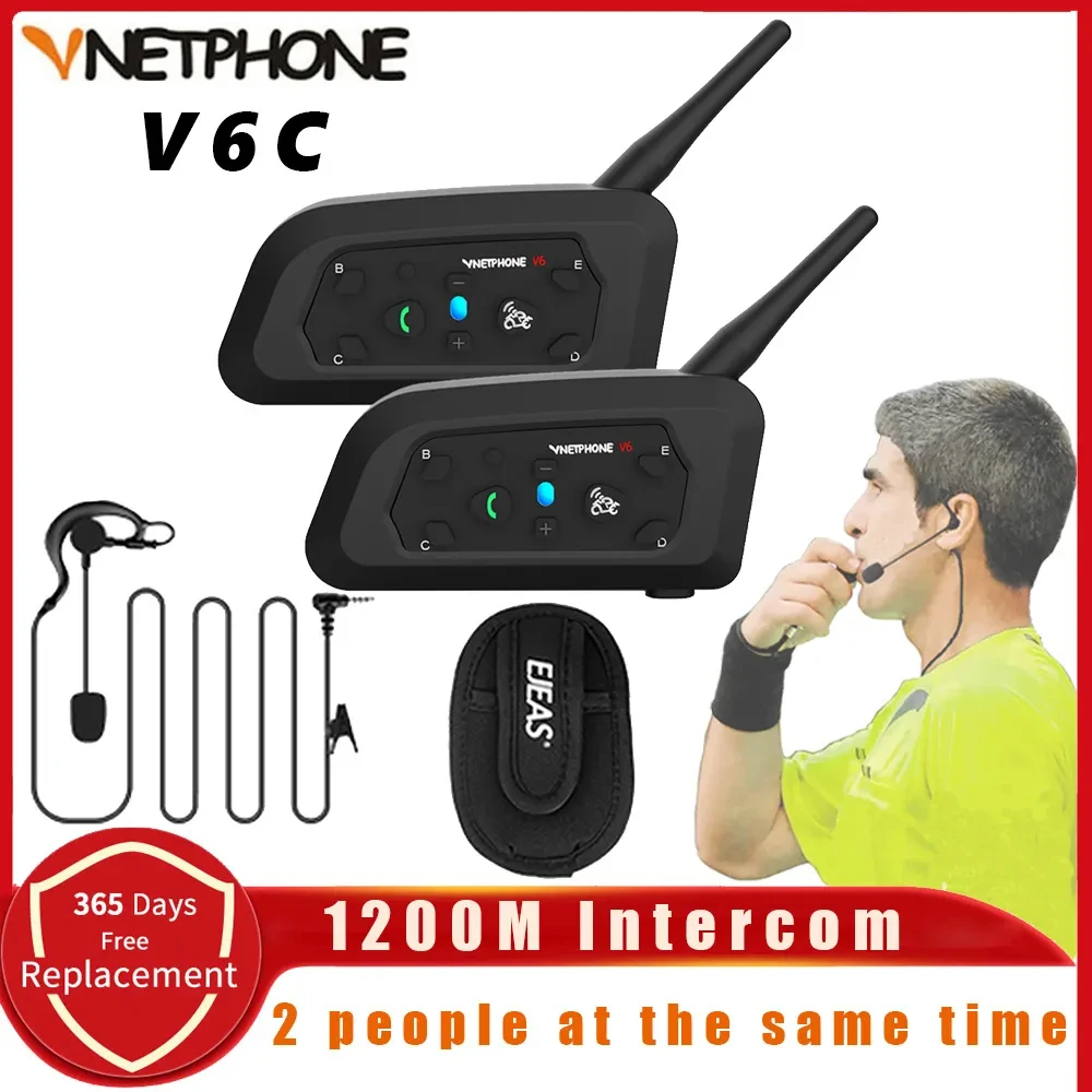 Vnetphone V6C New Full Duplex 1200M Football Referee Arbitration Earhook Bluetooth Intercom Monaural Earphone Headset Headphone