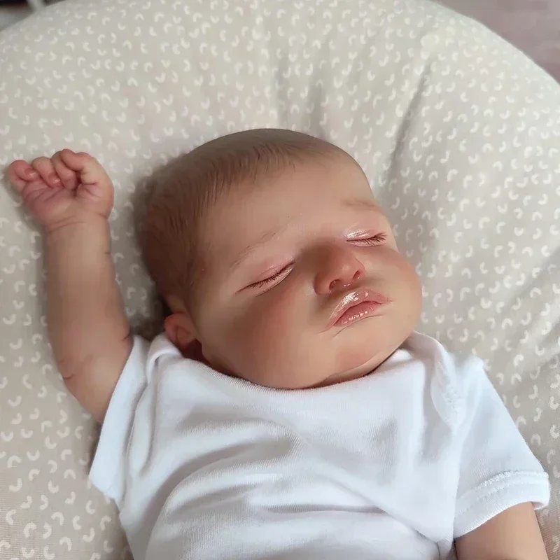 

NPK 18'' Reborn Baby Doll Sleeping Rosalie Hand-Painted Hair 3D Skin Tone with Veins Rooted Eyelash Collectible Art Doll