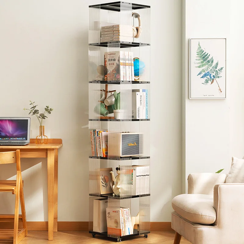 

Household simple bookcase rotating bookshelf floor-to-ceiling multi-layer integrated wall storage shelf children's reading area