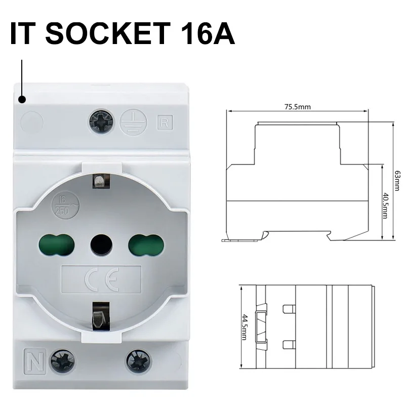 EU Din Rail Mount AC Power Modular Socket 16A 2/3/4 Pin 25A US UK Italy France 35mm 250V AC30 Connector