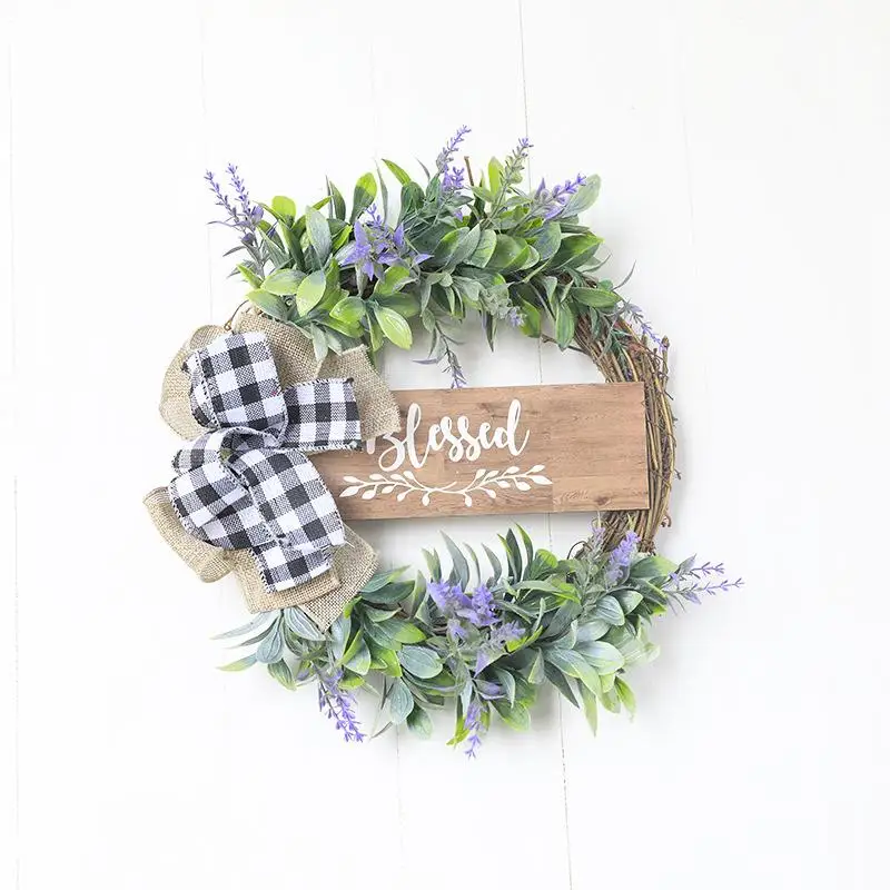 

Праздничный декор для двери: цветочный венок, имитация виноградной лозы, круглое украшение, аксессуар для дверной таблички на День Благодарения и Рождество