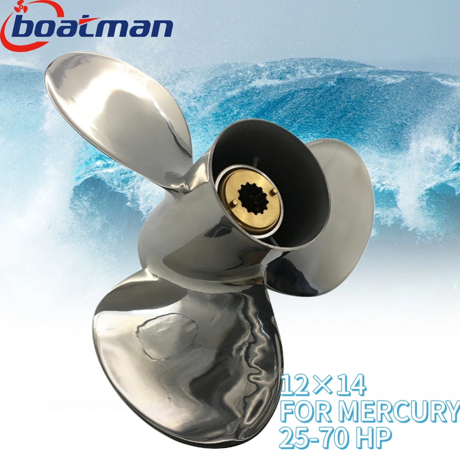 Outboard Propeller 12x14 For Mercury Engine 25HP 30HP 35HP 40HP 50HP 55HP 60HP 70HP  Stainless steel 13 splines Boat Parts