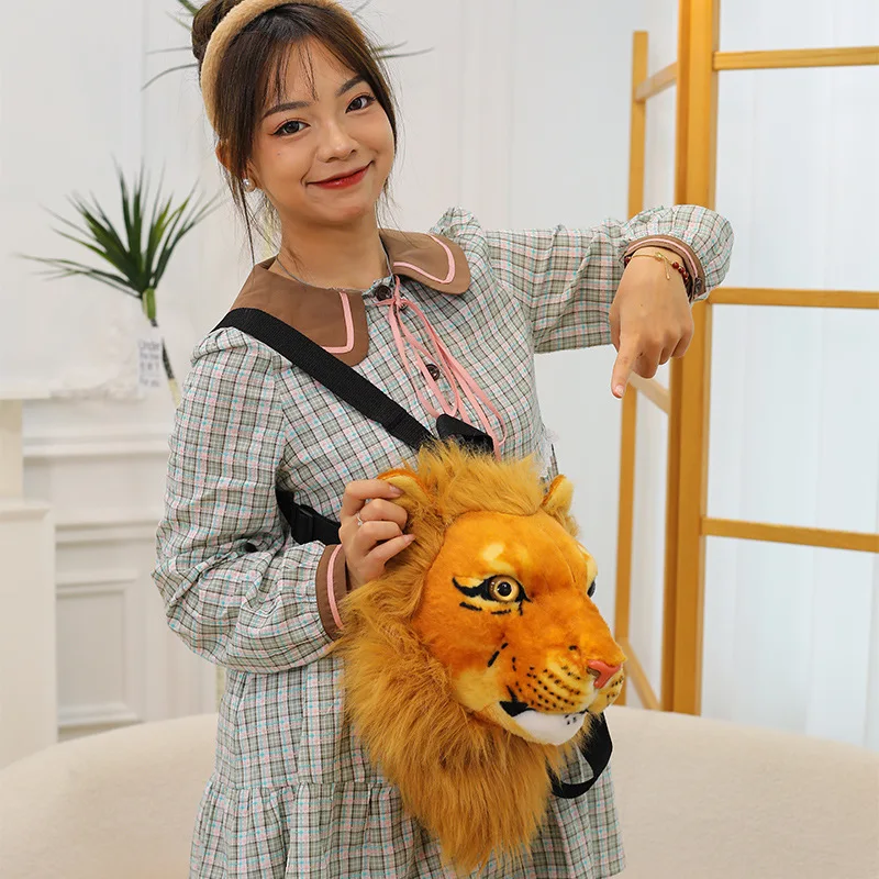 Tiger Head Shoulder child Bag  Lion Backpack Street Trend Funny Personality Star Same Large Capacity Couple Unisex Travel Bag A1