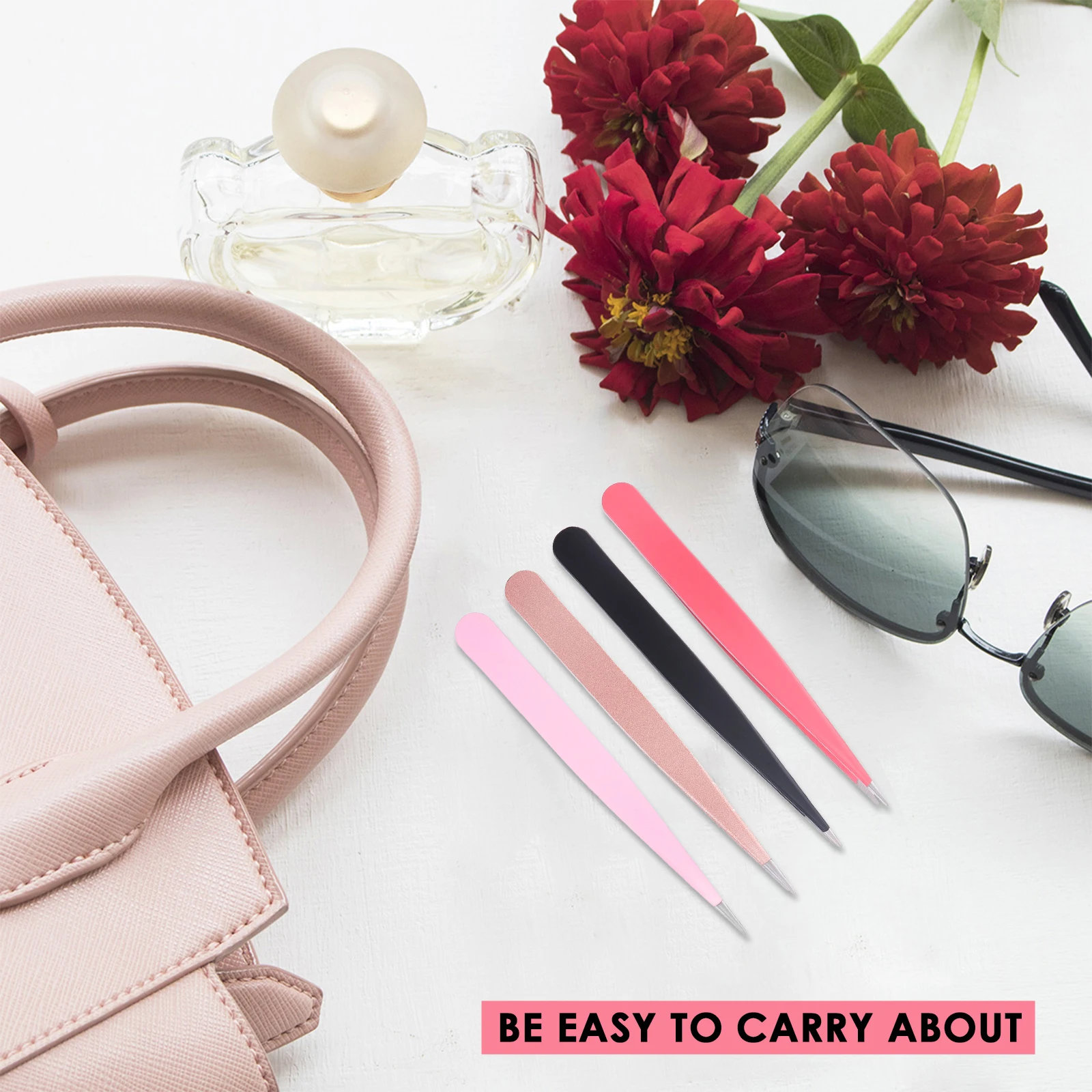 Pinzas para cejas coloridas, punta puntiaguda de acero inoxidable para aplicación de pestañas, herramienta para dar forma a las cejas, pinzas de maquillaje, 4 Uds.