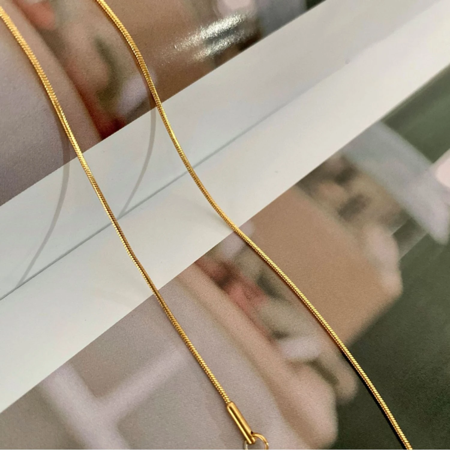 Titanium With 18K Gold Thin Snake Chian Choker Necklace Designer T Show Runway Gown  Rare INS Japan Korean Boho Gothic Hip Hop