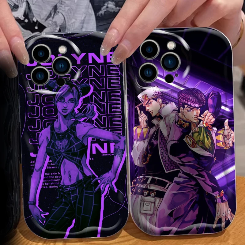 Anime JoJo Cool For Apple iPhone 15 14 13 12 11 XS XR X Pro Max Plus Wave Oil Funda Cover Phone Case