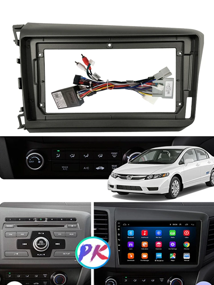 9 Inch Android Car Radio Fascias For 2012 HONDA CIVIC Stereo Player 2DIN Head Unit Dash Frame Panel Installation Trim view 2