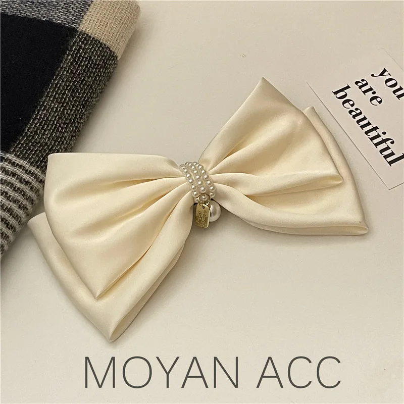 Korean Fashion Hairclips Satin Silk Bow Bowknot Hair Clips for Girls Barrettes Hair Accessories Ponyhair