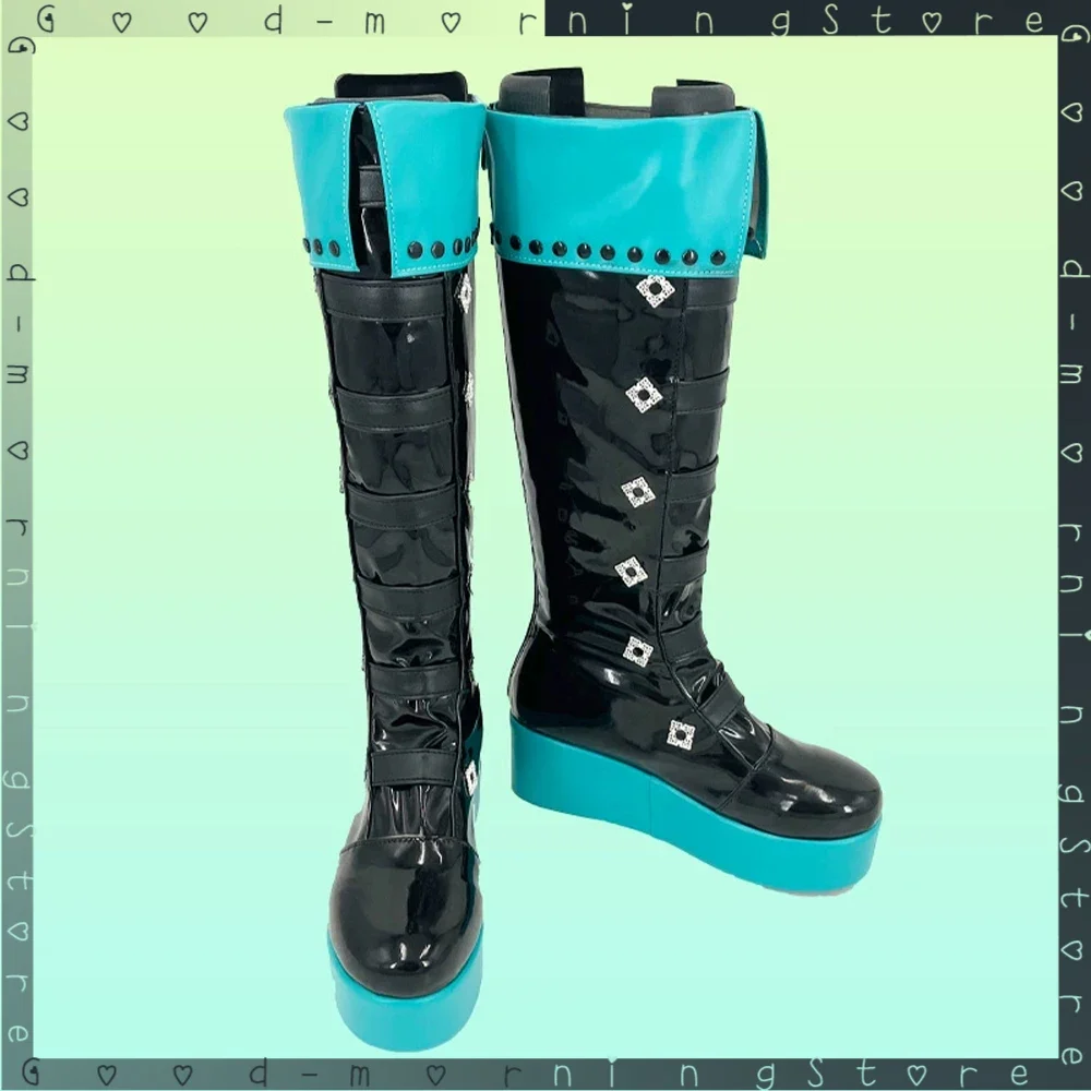 Miku Cosplay Shoes Straight Boots thick-soled Girl Raccoon Prop Halloween Christmas Carnival shoes Arbitrary size customize