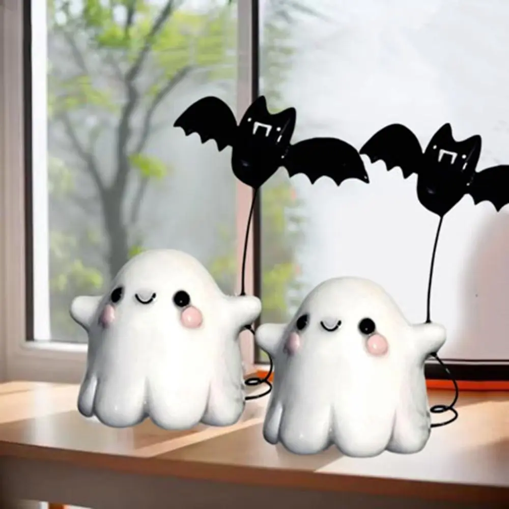 

Creative Resin Ghost Bat Ornaments Mini Cute Ghost Ornament Decorative Ghost Bat Statue Halloween Party
