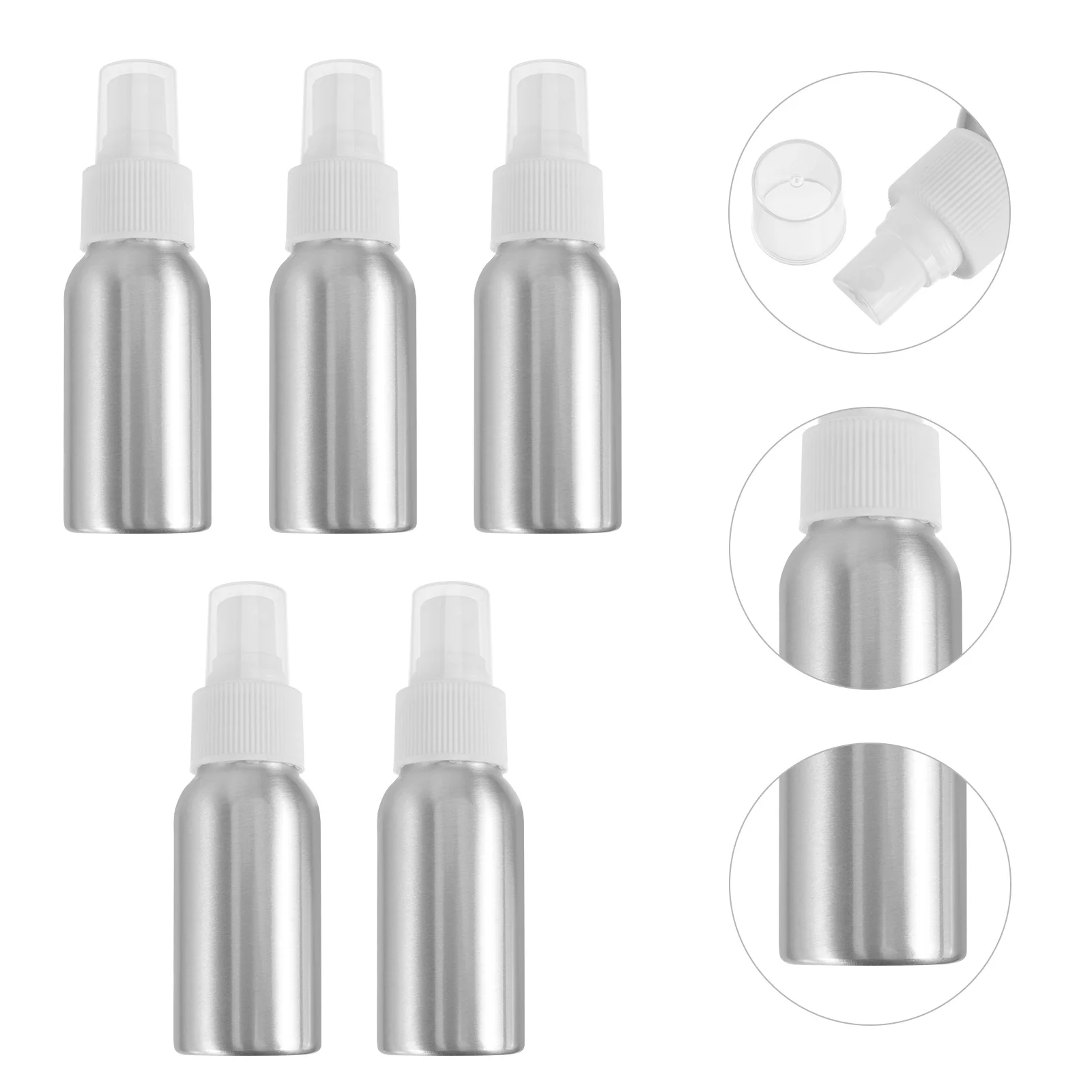 5Pcs Aluminum Spray Bottle 50ml Portable Refillable Travel Containers Compact Fine Mist Spray Empty Perfume Sprayer