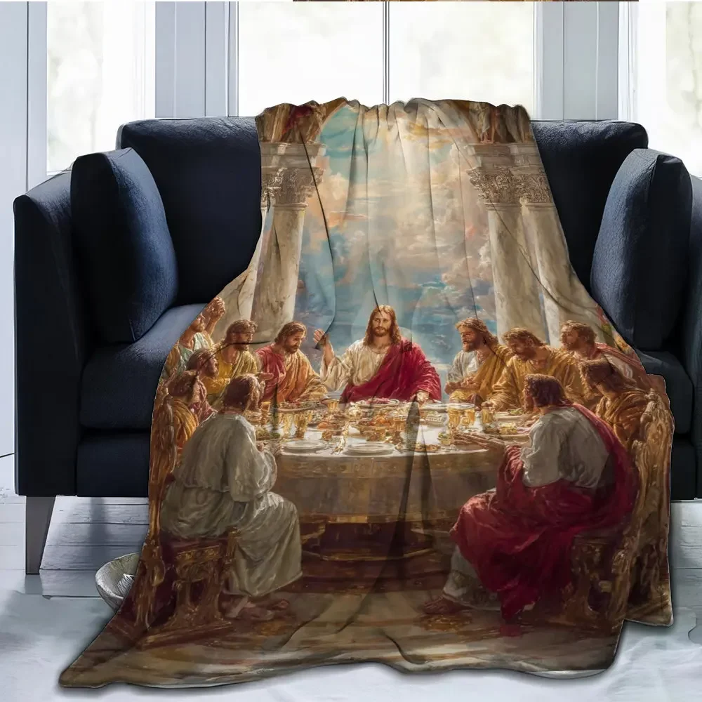 Christian Eucharist celebration Flannel printed blanket suitable for all seasons suitable for living room office sofa and travel