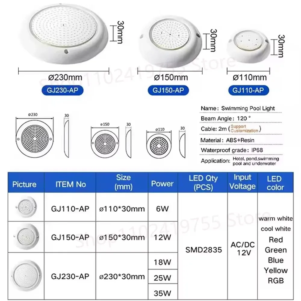 12W RGB LED Oświetlenie basenu IP68 Wodoodporne AC/DC12V 18W 25W 35W Zewnętrzne oświetlenie podwodne RGB Staw LED Piscina Luz Spotlight