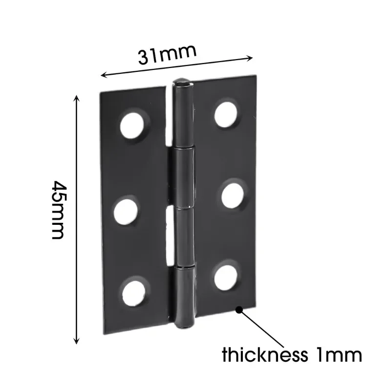 1-10 Stuks Zwarte Deur Scharnier Roestvrij Stalen Meubels Butt Scharnier Raam Kast Lade Platte Scharnieren 2-Inch deurdranger Hardware Tool