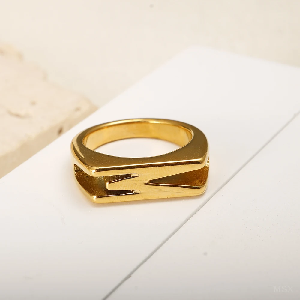 FAM BRO Letter Golden Stainless Steel Ring for Men Women Hip Hop Punk Daily Wear Layered Jewelry Rings Gift for Family Brother