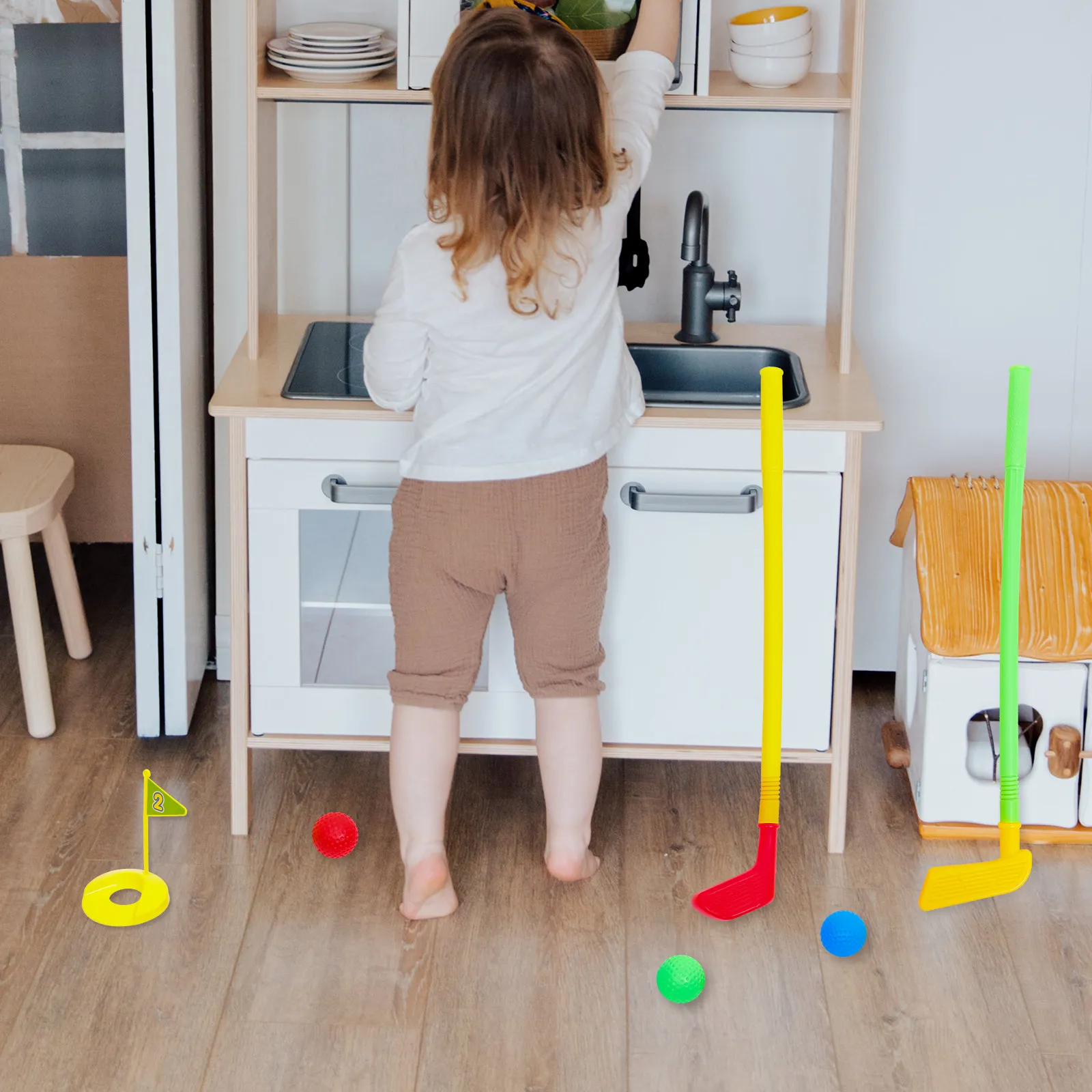 

1Set Golf Stick Playset for Kids Indoor Outdoor Sports Plastic Golf Clubs Balls Educational Leisure