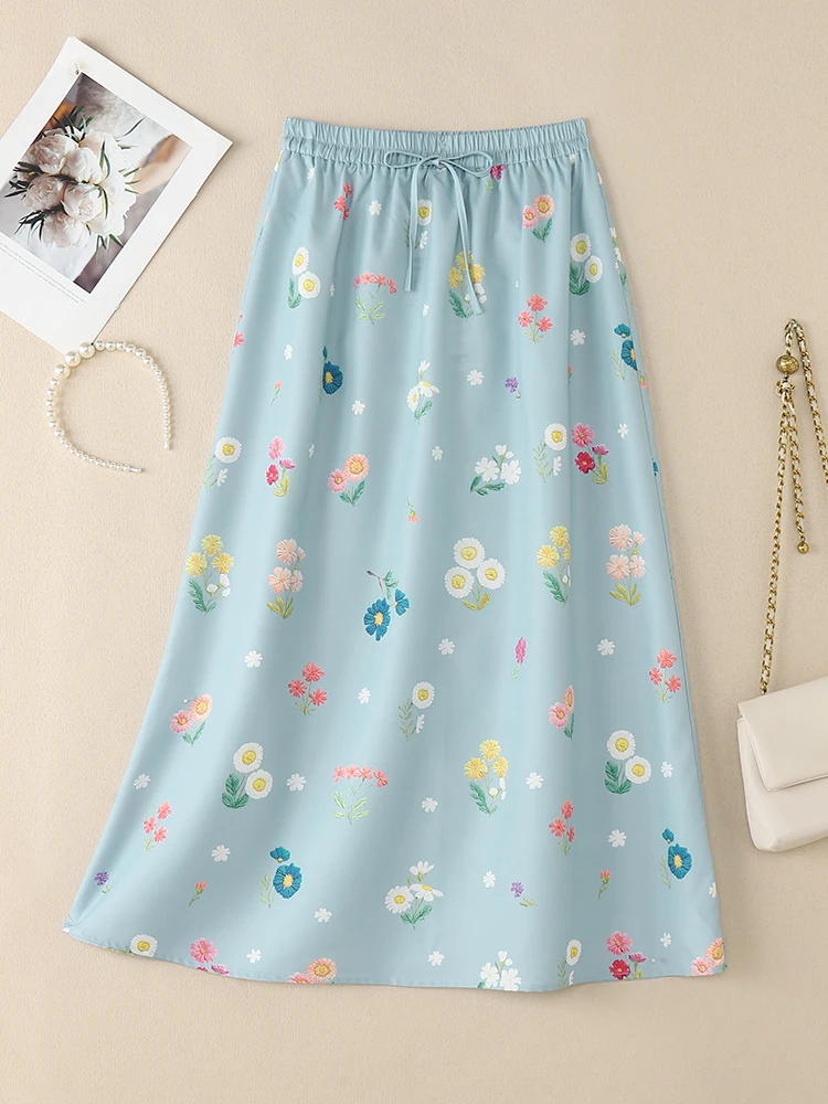 

ZANZEA женские осенние юбки с эластичной резинкой на талии и принтом, весенние элегантные трапециевидные праздничные Faldas Saia, повседневная юбка-миди, оверсайз 2025