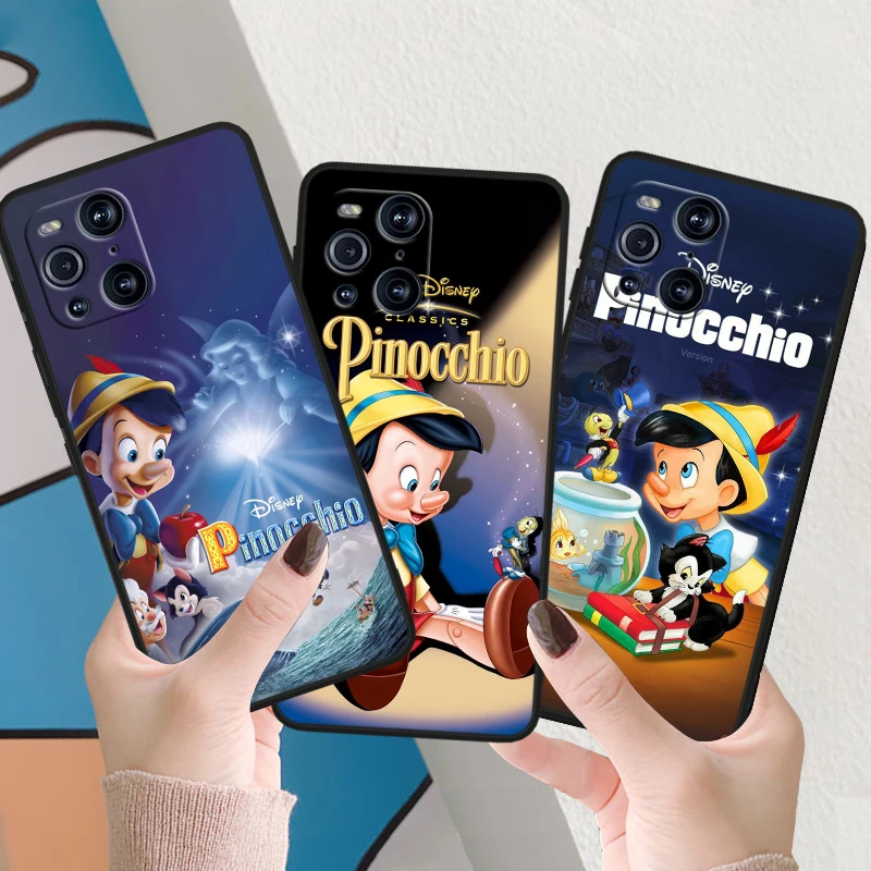 Disney Pinocchio Cute For OPPO Find X6 X5 X3 X2 F21S F21 Pro Lite Neo Black Silicone Fundas Soft Phone Case