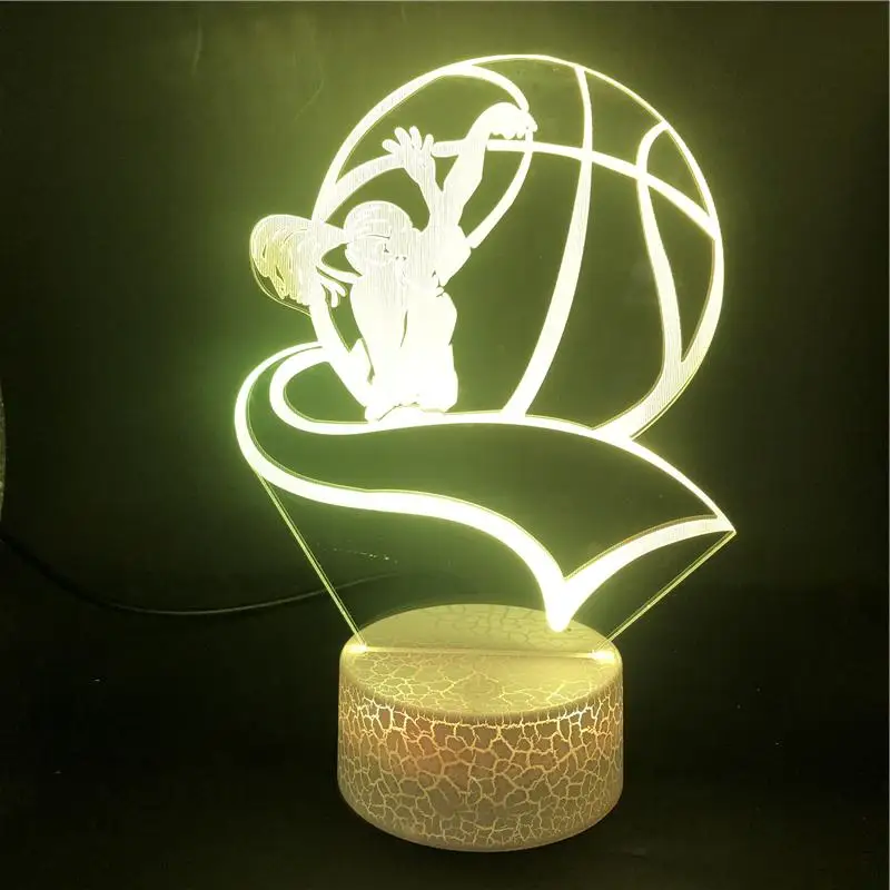 Basketball Girl 3D Night Lamp 7/16 Colors Nightlight with Remote Table Desk Atmosphere Lamps Gift for Teenagers Kids Friends