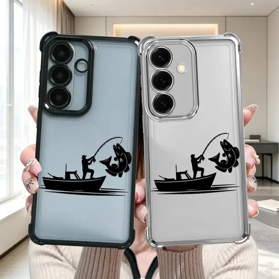 Case for Samsung Galaxy A35 A36 A25 A33 A16 A15 A21s A57 A24 A37 A26 A52 A17 A27 A13 Phone Cover Yacht Boat Fisherman Graphic