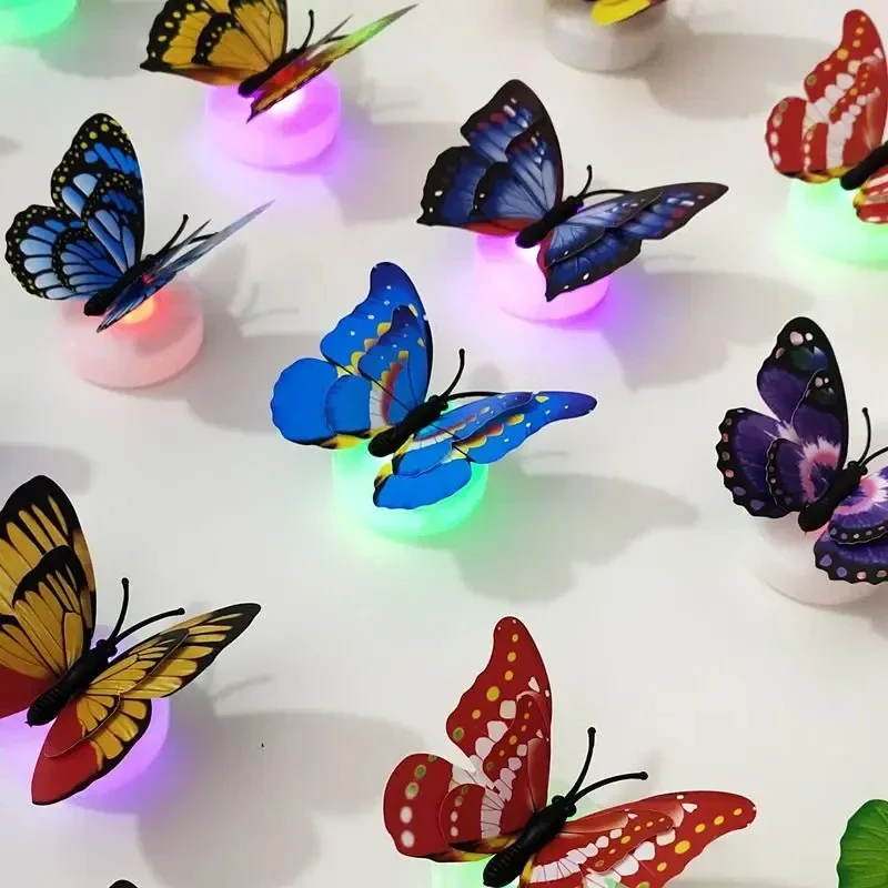 5PCS Creative Butterfly Night Light Set Stickable LED Glowing Colorful DIY Wall Decor Funny House Lighting