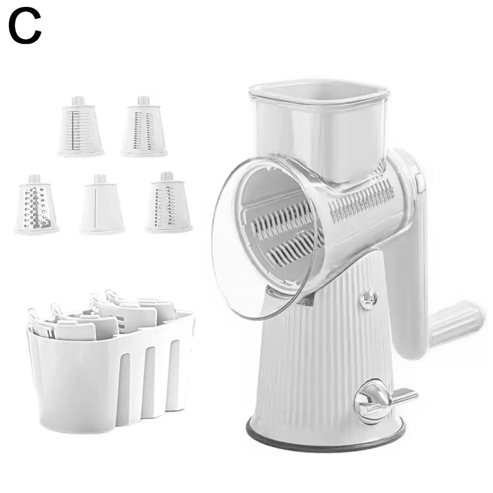 5 In 1 Rotary Cheese Grater With Handle Manual Vegetable Strong Slicer Base Graters Nuts Grinder With Shredder Suction O2d3