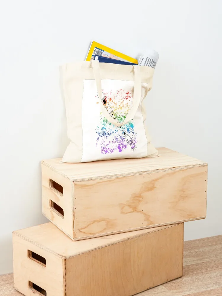 مسجل قوس قزح الألوان مدرسة الموسيقى المعلم آلات النفخ الموسيقار حمل حقيبة حقائب مخصصة حقيبة قماش قنب للنساء أكياس التسوق #4