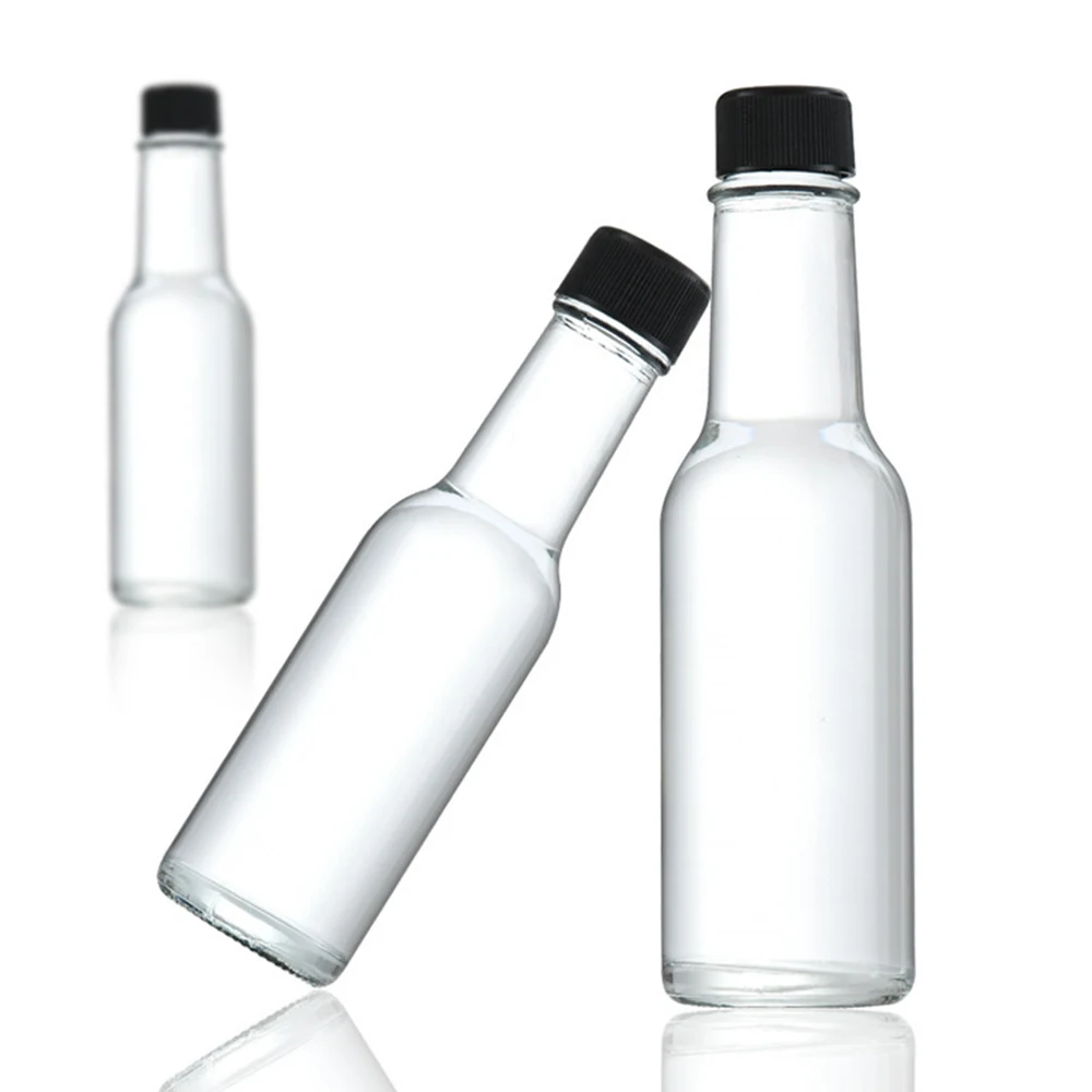 50ml/100ml Hot Sauce Bottles with Black Caps for Juice, Jam, Beverage, Cocktail, DIY Drinking