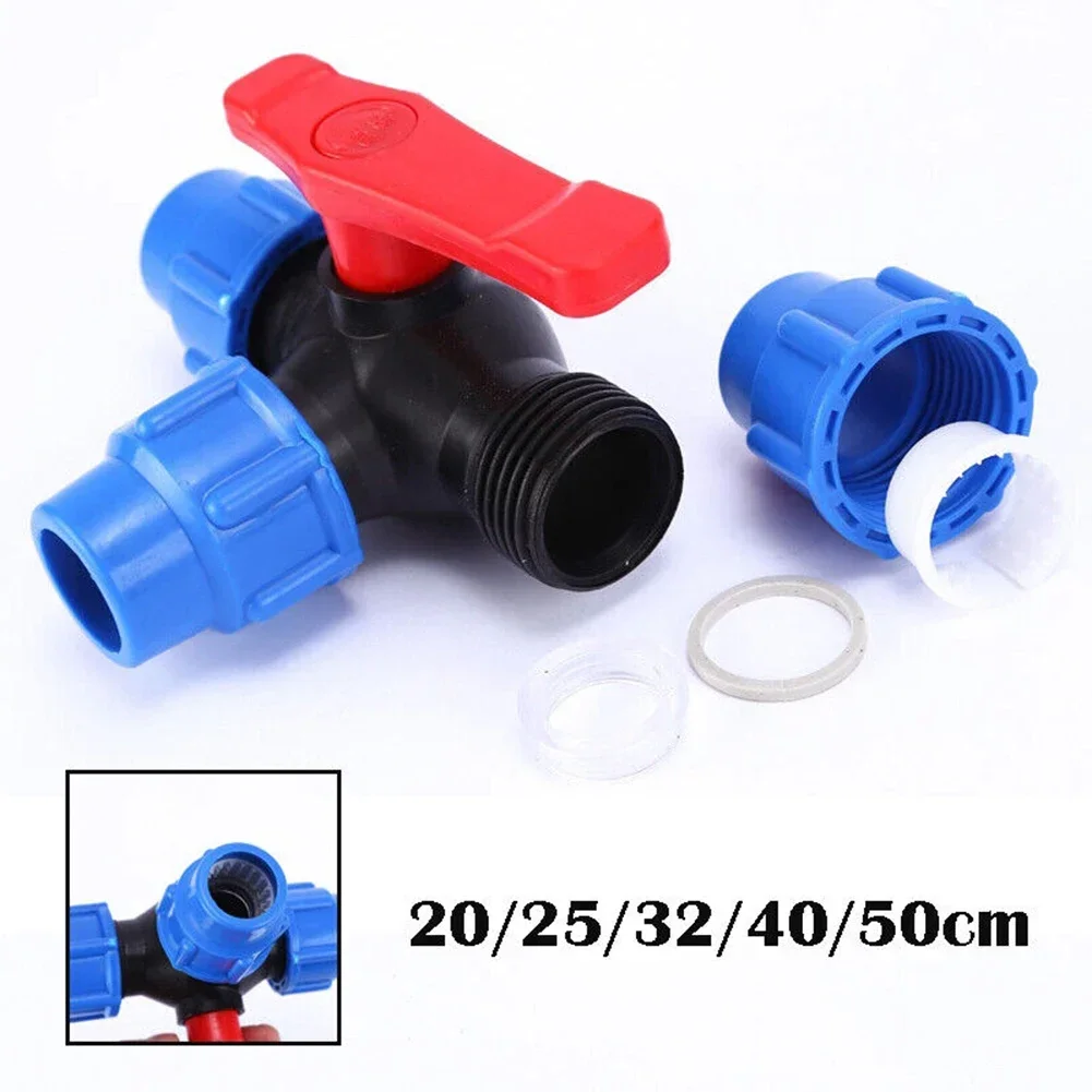 PE Pipe 3-Way Ball Valve 20/25/32/40/50mm Plastic Valve For DN15-DN40 Pipe Joint Garden Farm Irrigation Water Pipe Fittings