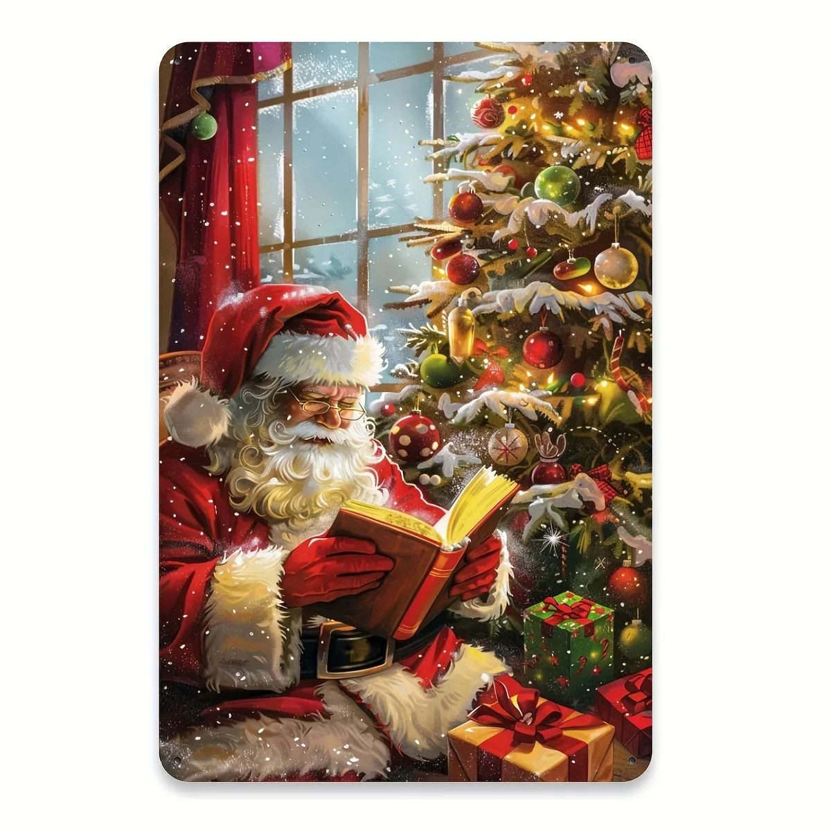 1pc Vintage Santa Claus Metal Tin Sign, 20.32x30.48 cm, Christmas Theme Wall Art, Indoor/Outdoor Decor for Home, Garden, Cafe