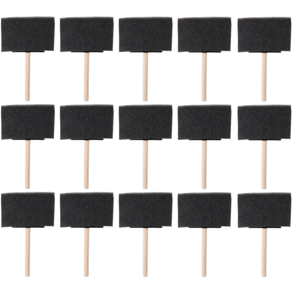 

15 Pcs Wooden Handle Sponge Brush Painting Crafts Foam Tools for Kids Graffiti Supplies DIY Child
