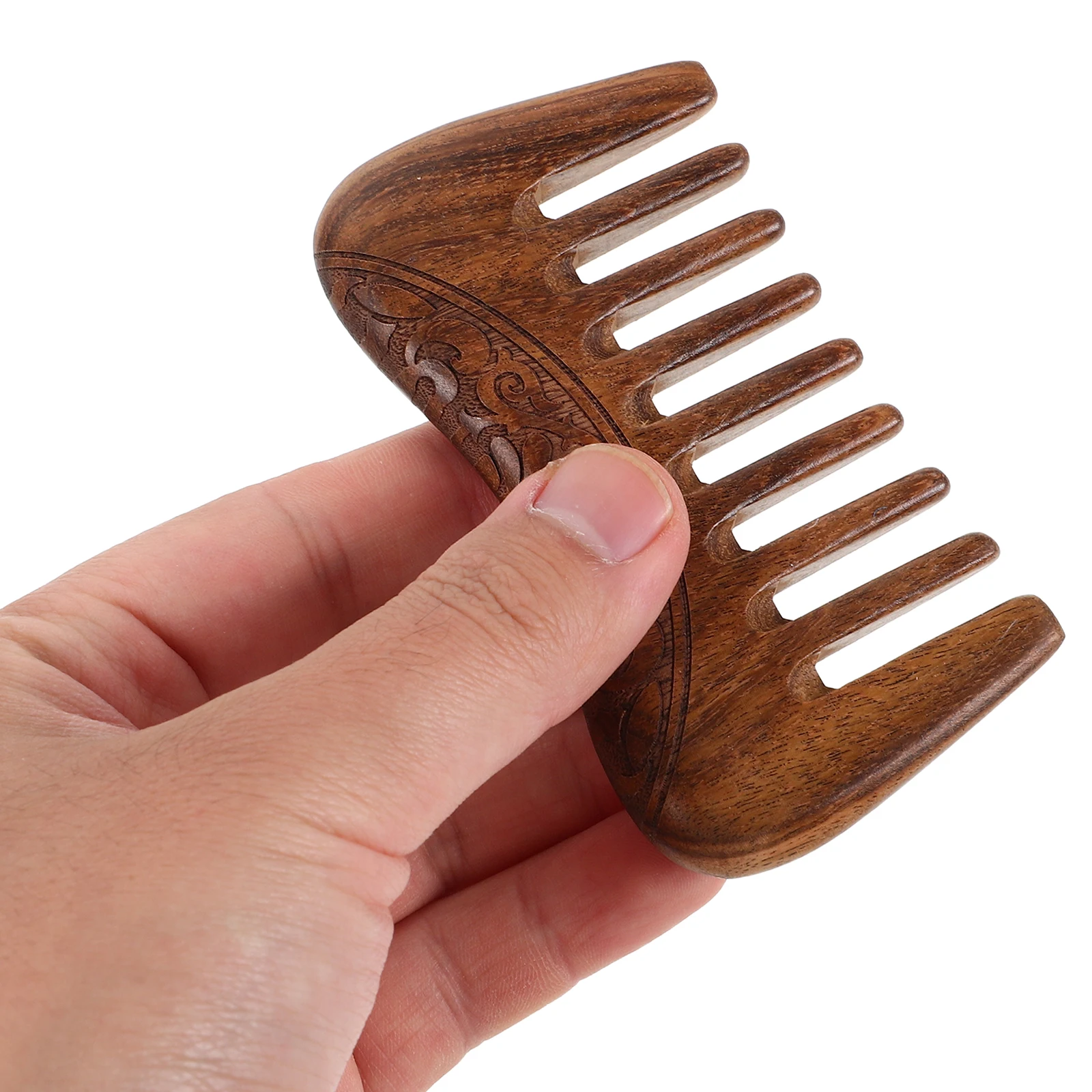 

2pcs Black Gold Sandalwood Comb Hand Carved Wide Tooth Detangling Hair Scalp Massage Natural Wooden Comb for Thick Long Hair