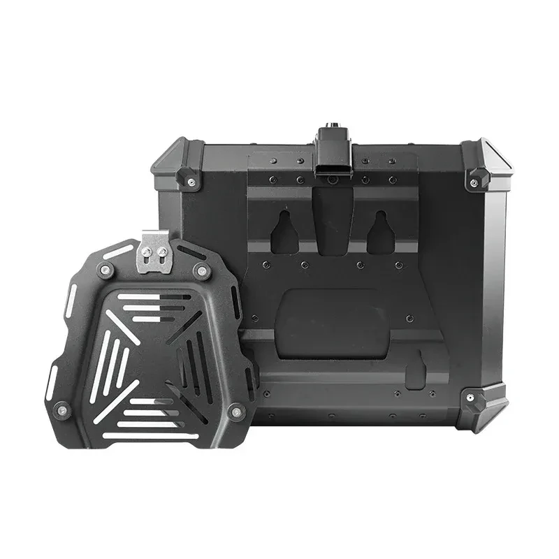 All Black 55L-X Quick Tail Box Motorcycle Waterproof Aluminium Alloy Top Storage Lage Metal Construct