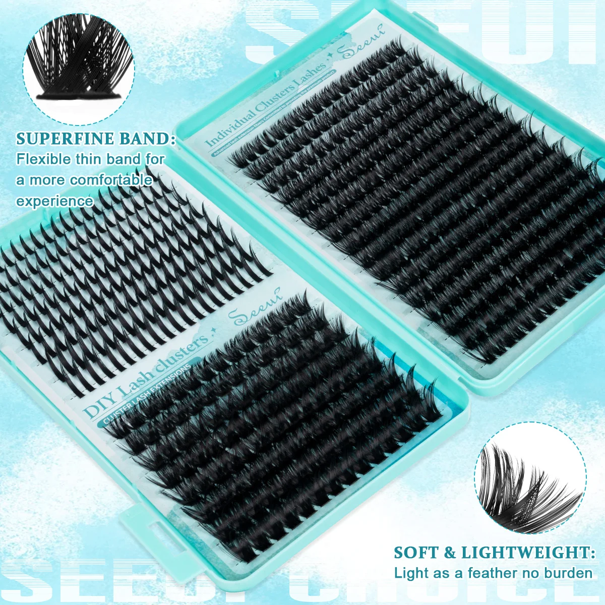 DIY Wimpernbüschel, dicke einzelne Wimpernverlängerungen, flauschige Wimpernstile, Mix, Halloween-Make-up, weiches, dünnes Band, wiederverwendbar – Detail 4