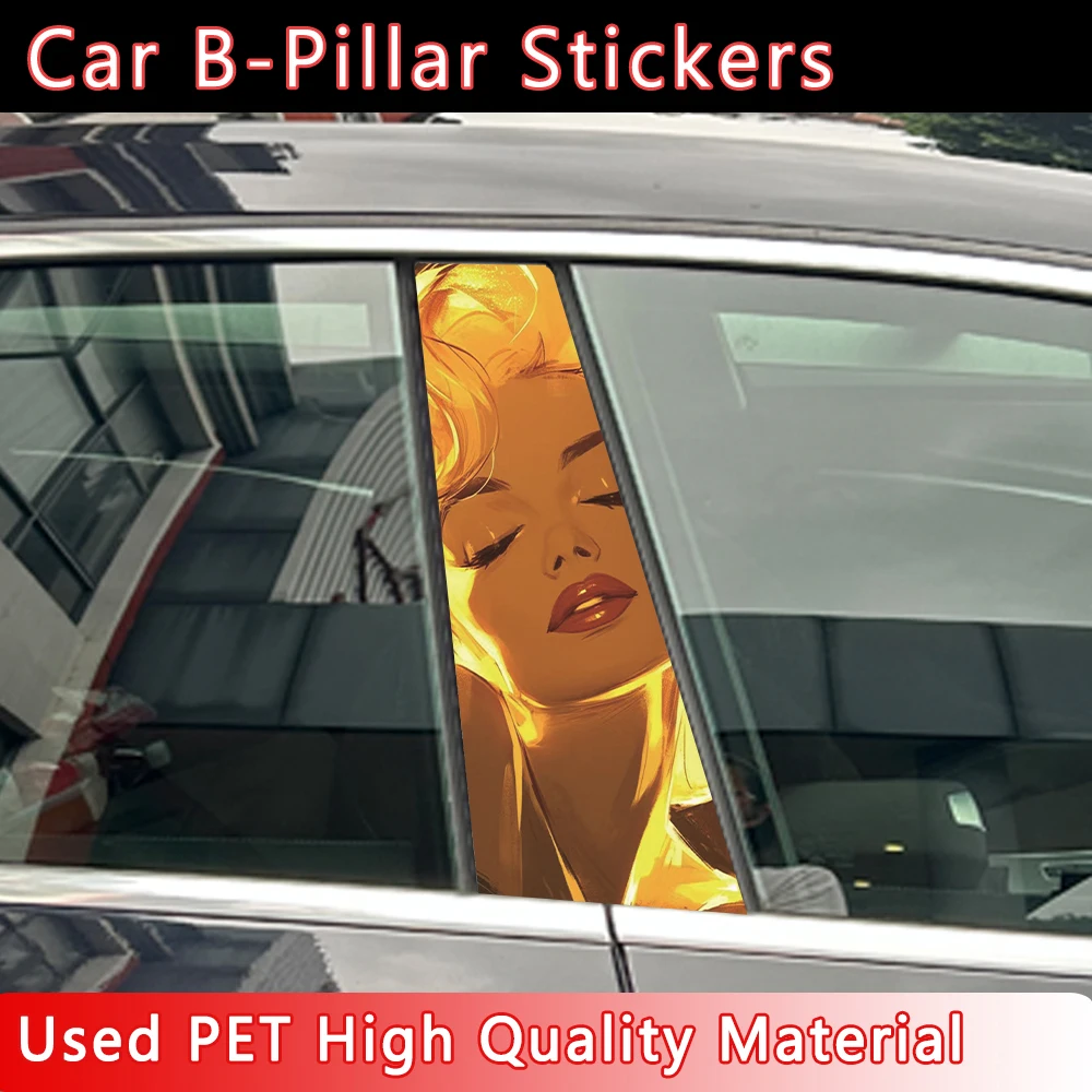 

Anime Sexy Miss America Car B-pillar Stickers Car Center Column Decoration Cover Scratches Waterproof Decals Car Accessories