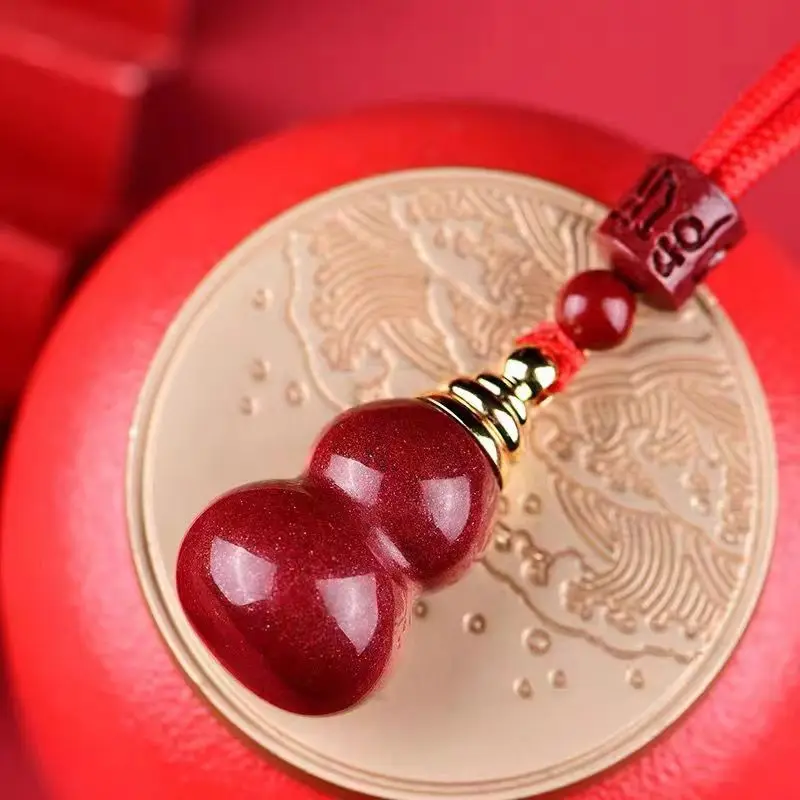 Purple Gold Sand Natural Portable Fire Extinguisher Bottles Gourd Hanging Piece Pendant Men and Women Couple Necklace B