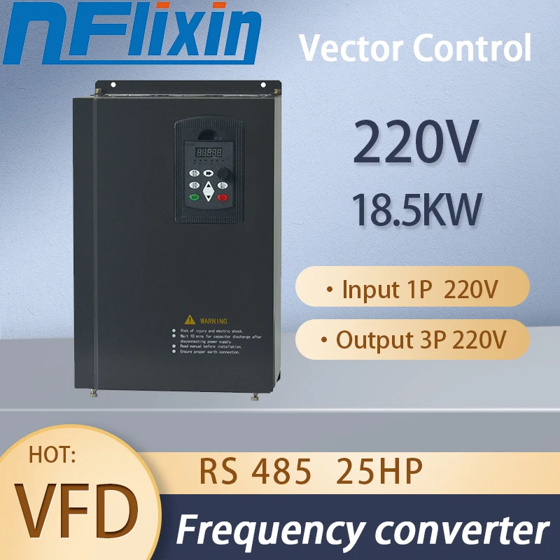 

220V VFD Inverter 18.5KW Single phase input 220V, three-phase output 220V Variable Frequency Drive VFD Motor Converter Inverter