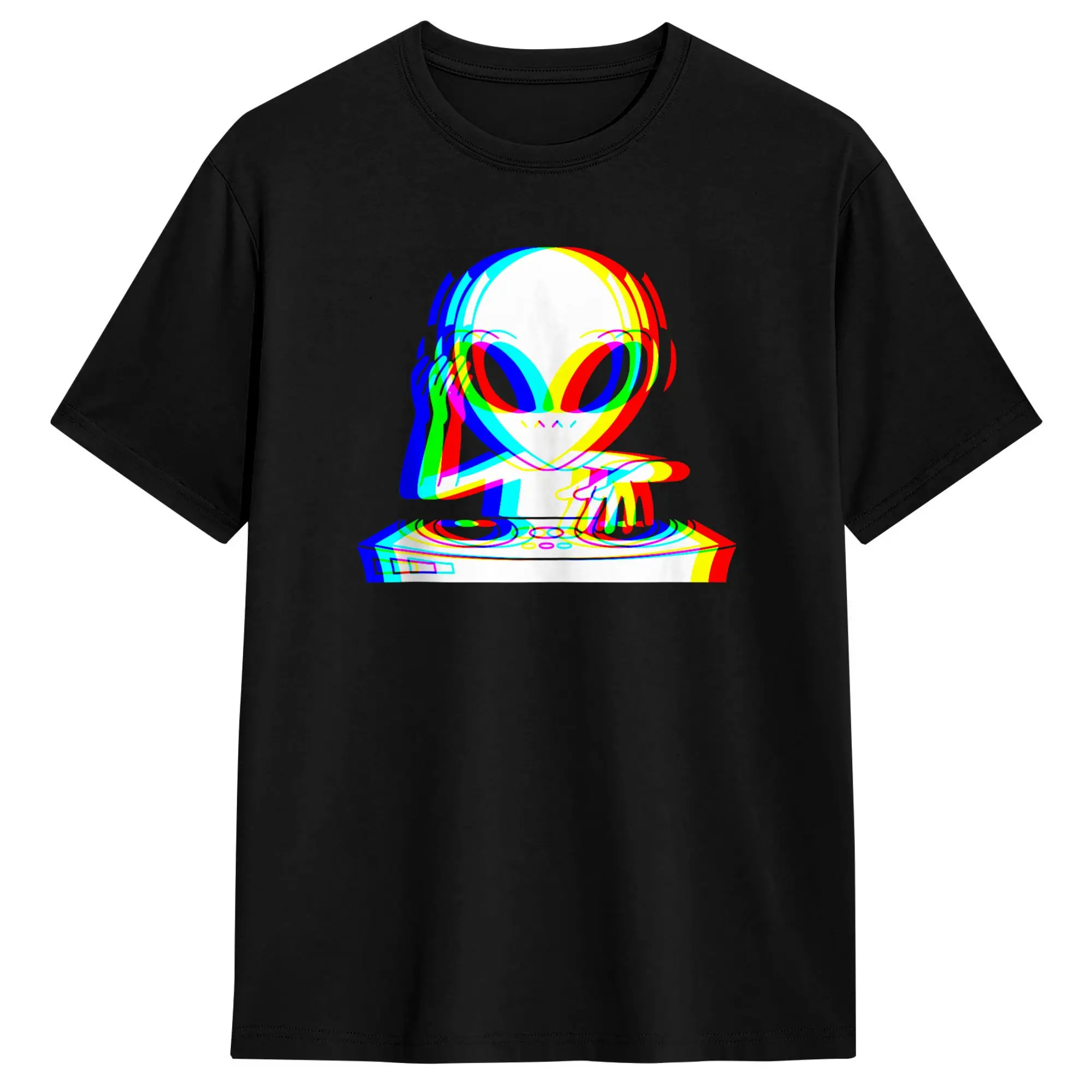 Alien Dj Trippy Vaporwave Techno Rave EDM Music Festival T Shirt Beach  Funny T Shirts Cotton Hip Hop Tshirt For Men Clothes