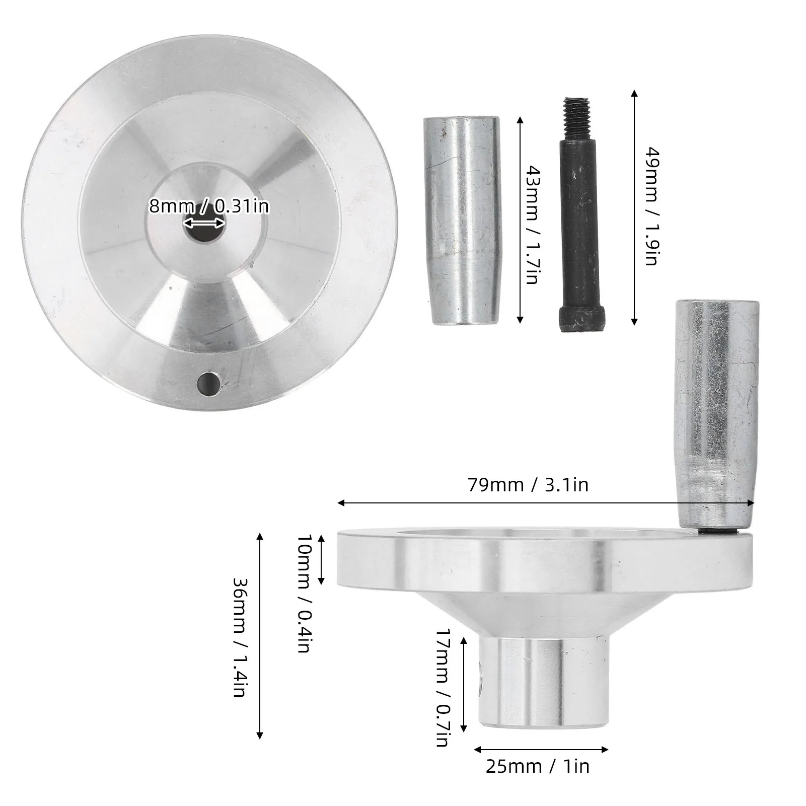 Volantino per tornio piccolo Foro interno smussato Lavorazione CNC Mini volantino per tornio di dimensioni precise con vite per 0618 7x10 7x12 7x14