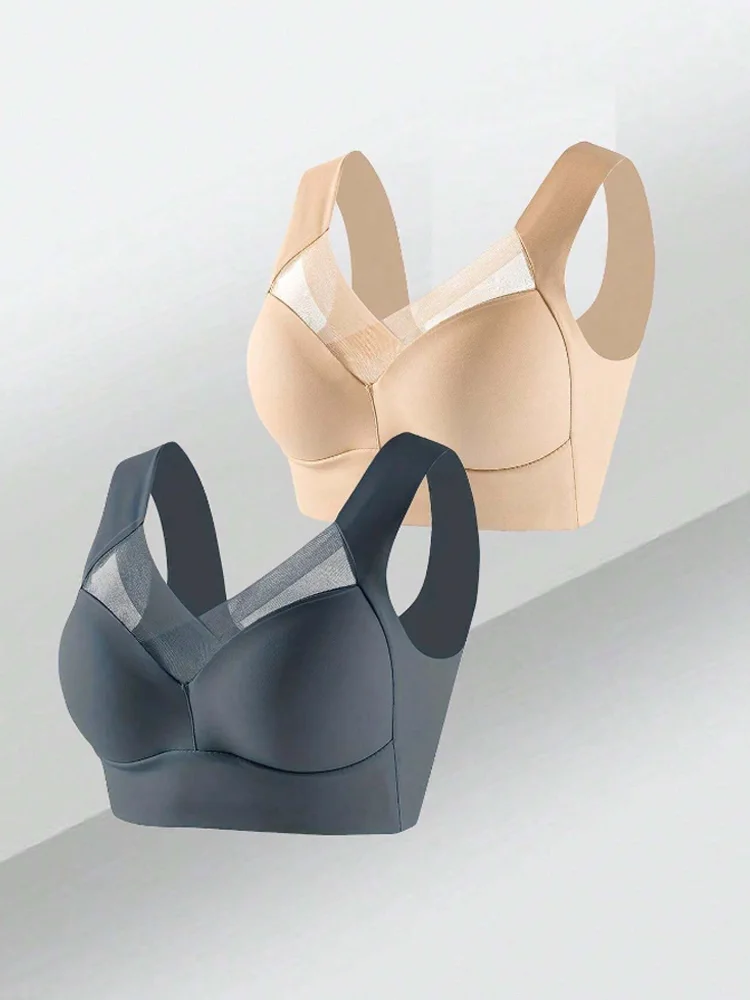2 Stuks Vrouwen Kant Sport Bh Plus Size Naadloze Beha Bralette Backless Dame Brasserie Vest Vrouwelijke Verzamelen Schokbestendig Draadloze L-3XL