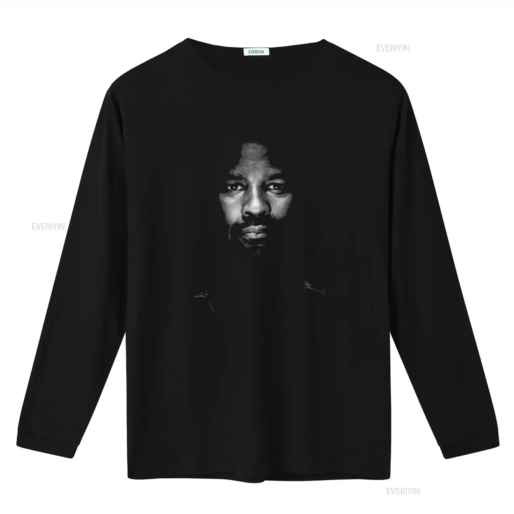 Denzel Washington Portrait T shirt Y317 Black and White Print Casual Fashion vintage Washed Slightly streetwear Breathable