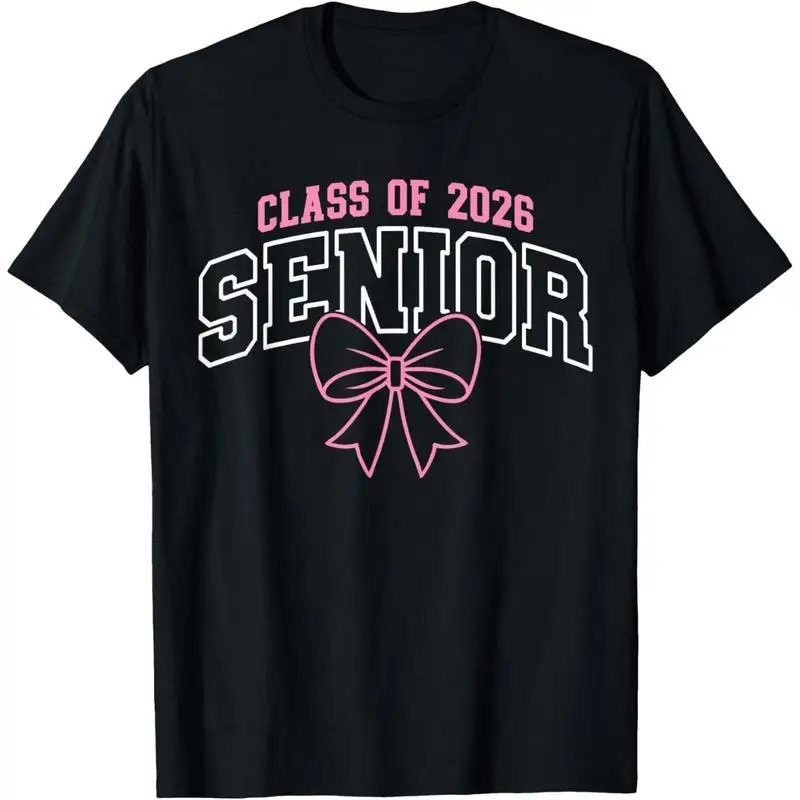 

Class of 2026 Senior T-Shirt Graduation Bow Gift School Graduate Girls Teen Tee