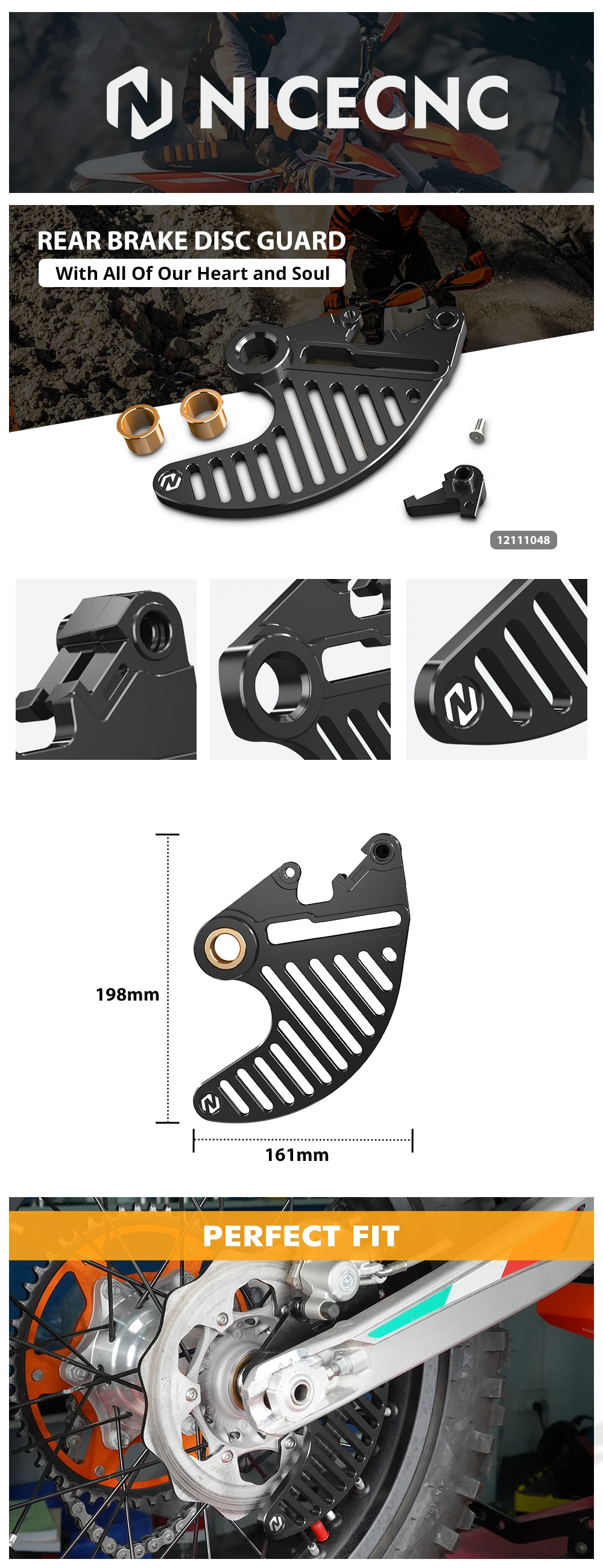 NICECNC Für Stark Varg EX MX 2024-2025 Elektrisches Motorrad Hinterer Bremsscheibenschutz & Hinterer Hauptbremszylinder-Schutz aus Aluminium – Detail 1