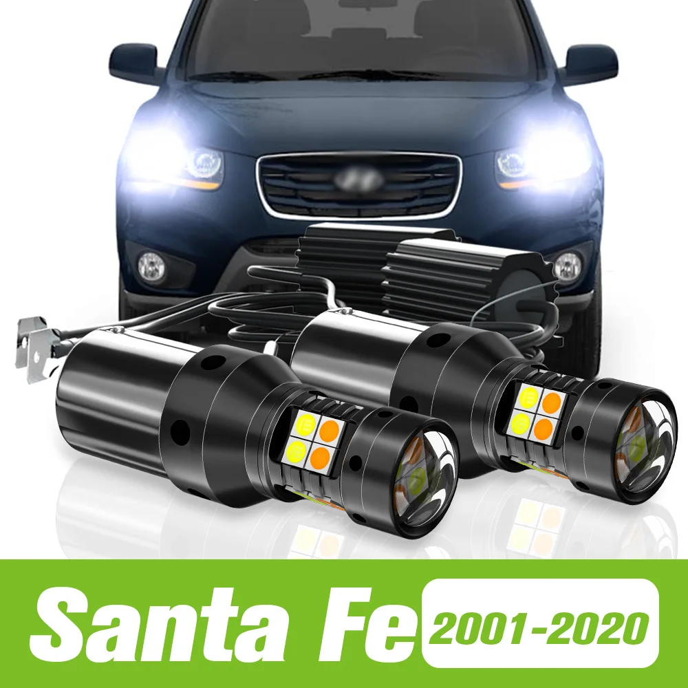 2 sztuk dla Hyundai Santa Fe 1 2 3 4 2001-2020 podwójny tryb kierunkowskaz LED + światła do jazdy dziennej DRL 2006 2012 2016 2018 akcesoria