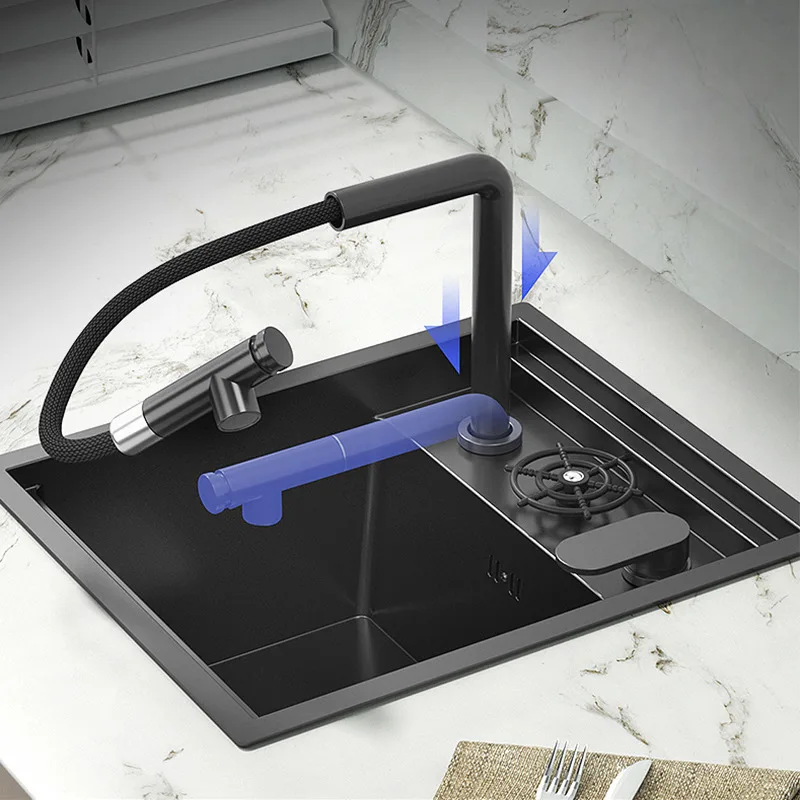 Hidden With Lid Balcony Bar Apartment Small Single Slot Kitchen Sink Stainless Steel Household Save Space Mini Wash Dish Basin